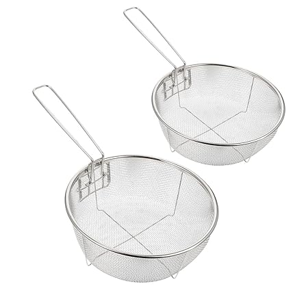 Cabilock 2Pcs stainless steel frying basket turkey deep fryer wire frying basket fryer filter basket French Fry Serving Basket Potato Chips Basket mesh steamer baskets food basket rectangle