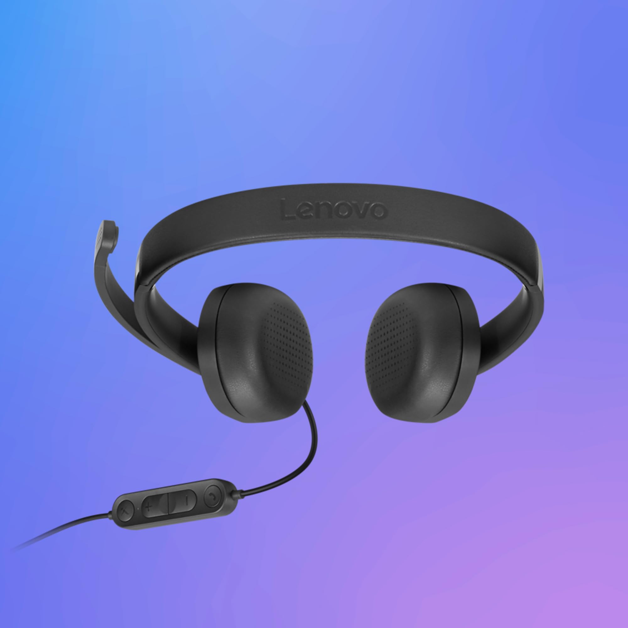 Lenovo USB-A Wired Stereo Headset Gen 2 - Cuffie con Microfono, plug and play cavo USB-A con controlli mute/volume, leggere, ottimali per Lavoro e Studio, Compatibili con PC, Laptop, Windows, macOS