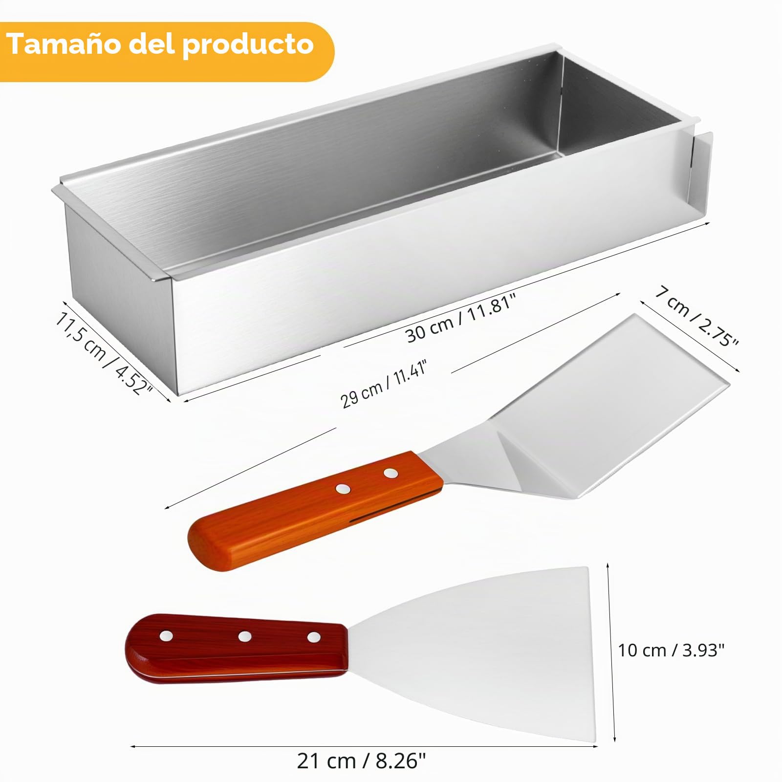 Forma de tiramisú rectangular ajustable con 2 paletas para tartas | Deflector extraíble en forma de pastel para tarta de mousse, tiramisú y crepé