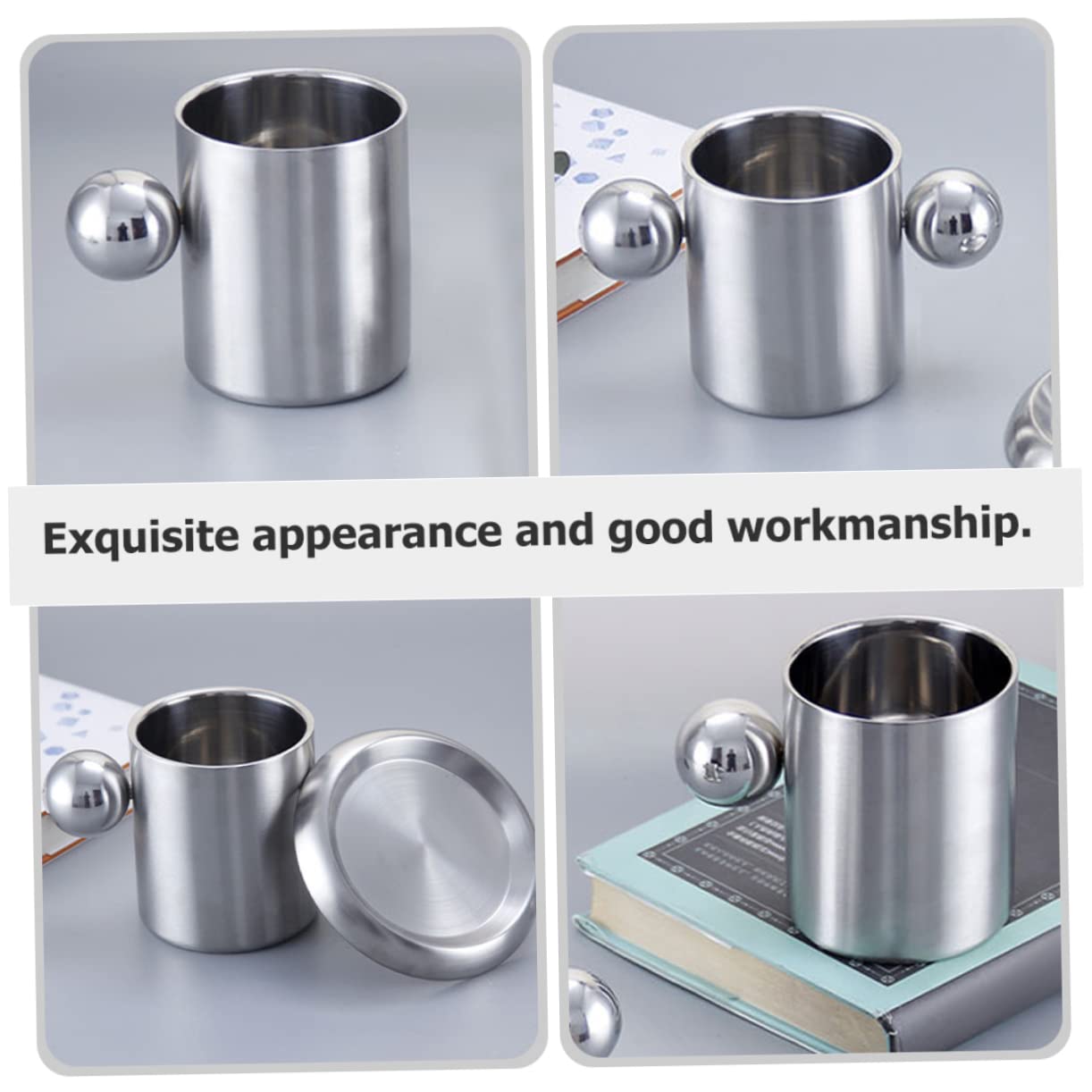 Abaodam 2 Stück Doppelwandiger Becher Aus Edelstahl Wanderwasserbecher Mit Camping Trinken Lager Tassen Kaffeetassen Wasserbecher Aus Edelstahl Trinkbecher Rostfreier Stahl