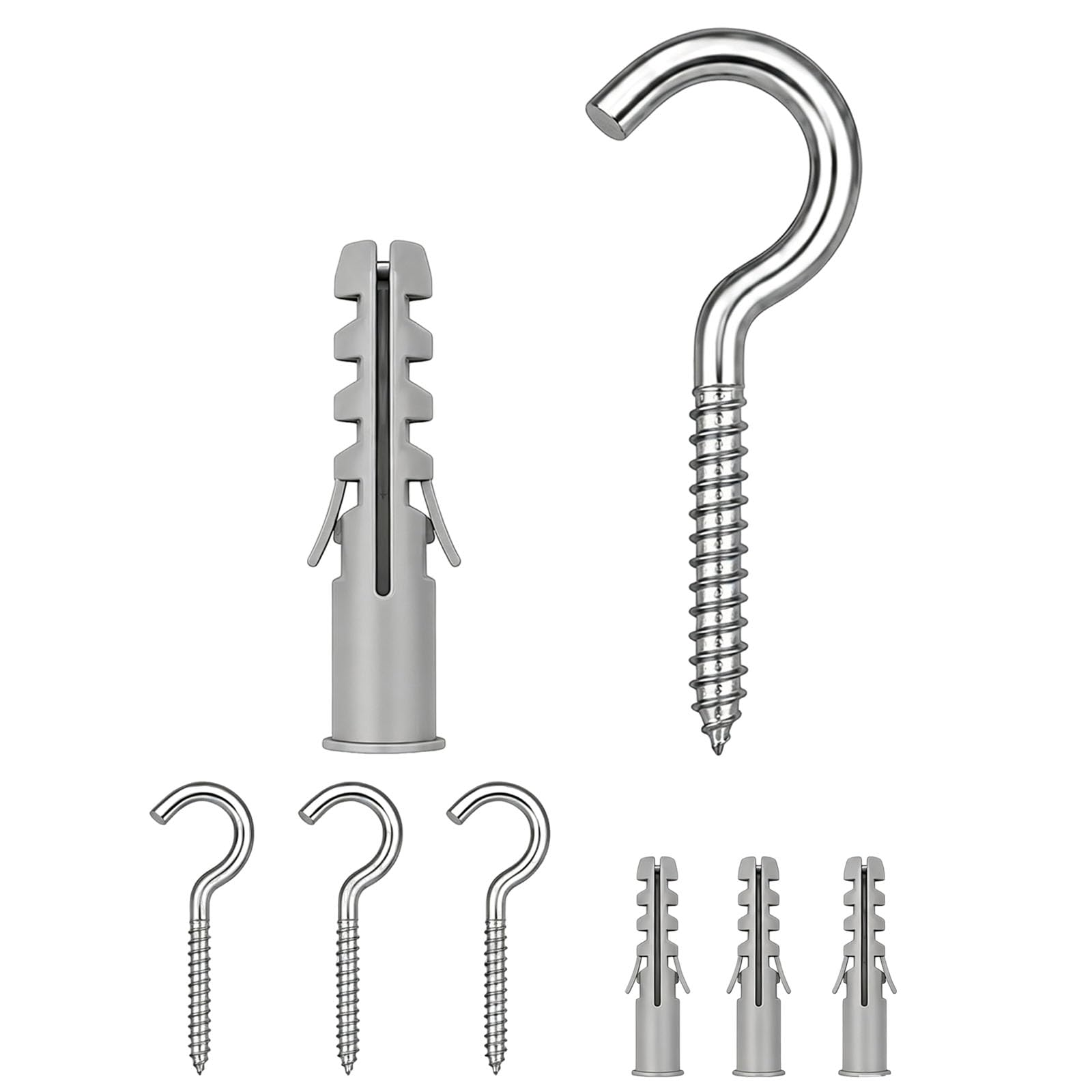 Fortunix Eye Screws Metal Screw in Hooks, 4PCS M8×100 Stainless Steel Heavy Duty Eyelet Eye Vine Eyes Screws, Self Ring Tapping Sheep Circle Round Nails Bolts Kit for DIY Cork Crafts Wooden Frames