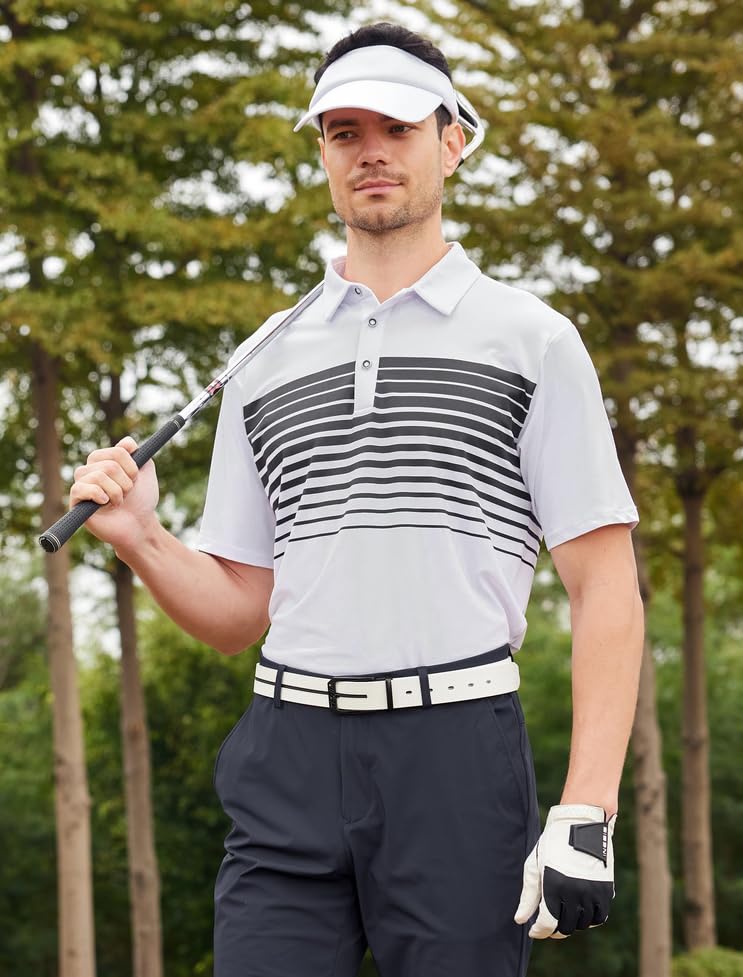 Alex Vando Mens Striped Golf Shirt Moisture Wicking Quick-Dry Sports Polo Shirts4