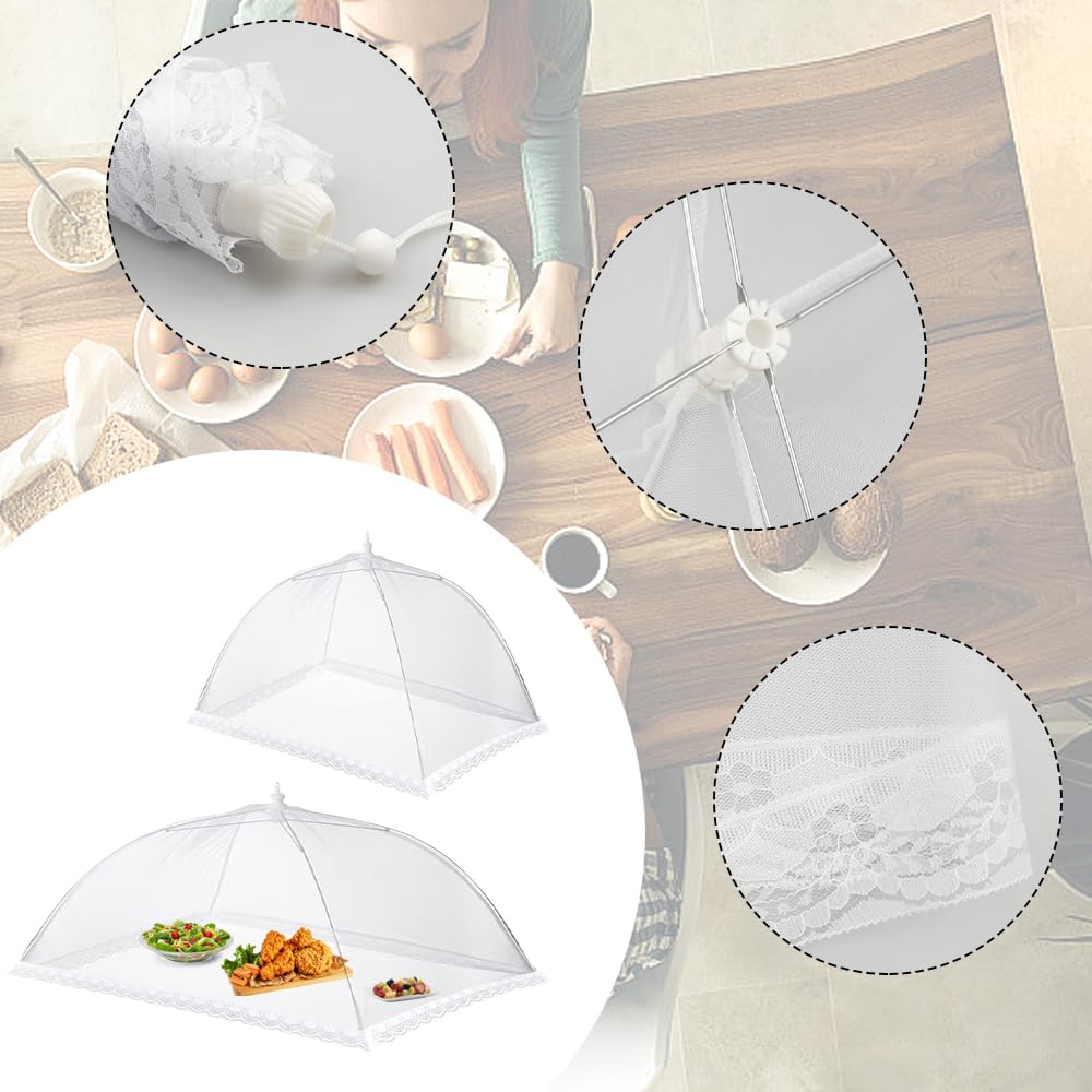 4er Set Fliegenhauben - Faltbare Lebensmittelabdeckung 43x43 Cm Für Picknick Und BBQ