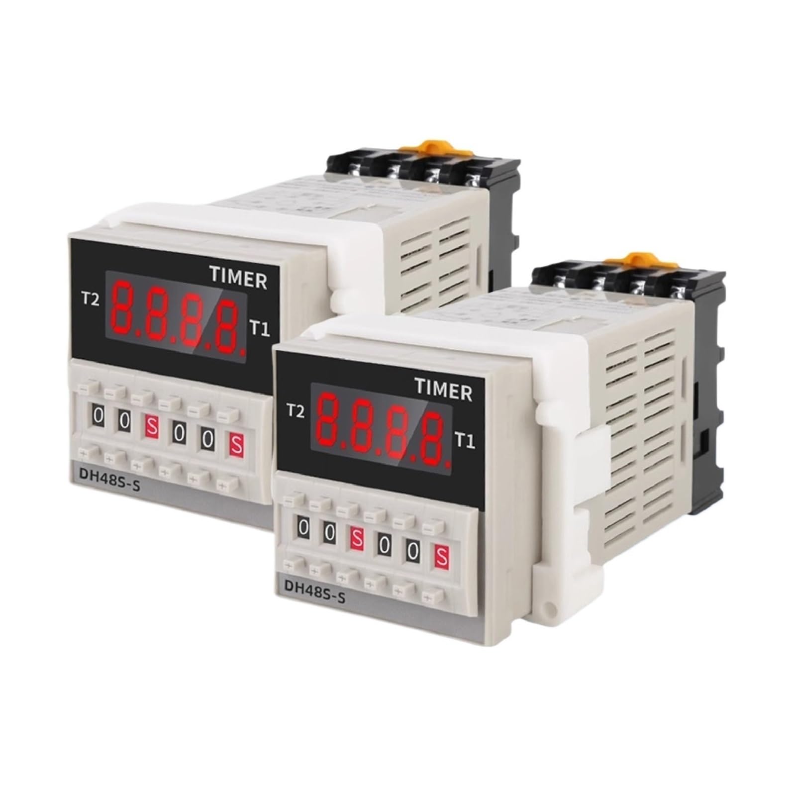 1pcs DH48S Digital Relay 0.1s‑99h Programmable Cycle Delay Timer Panel Mount 12V 24V 220V LED Display Industrial Switch(Upg-DH48S-1ZAC220V)