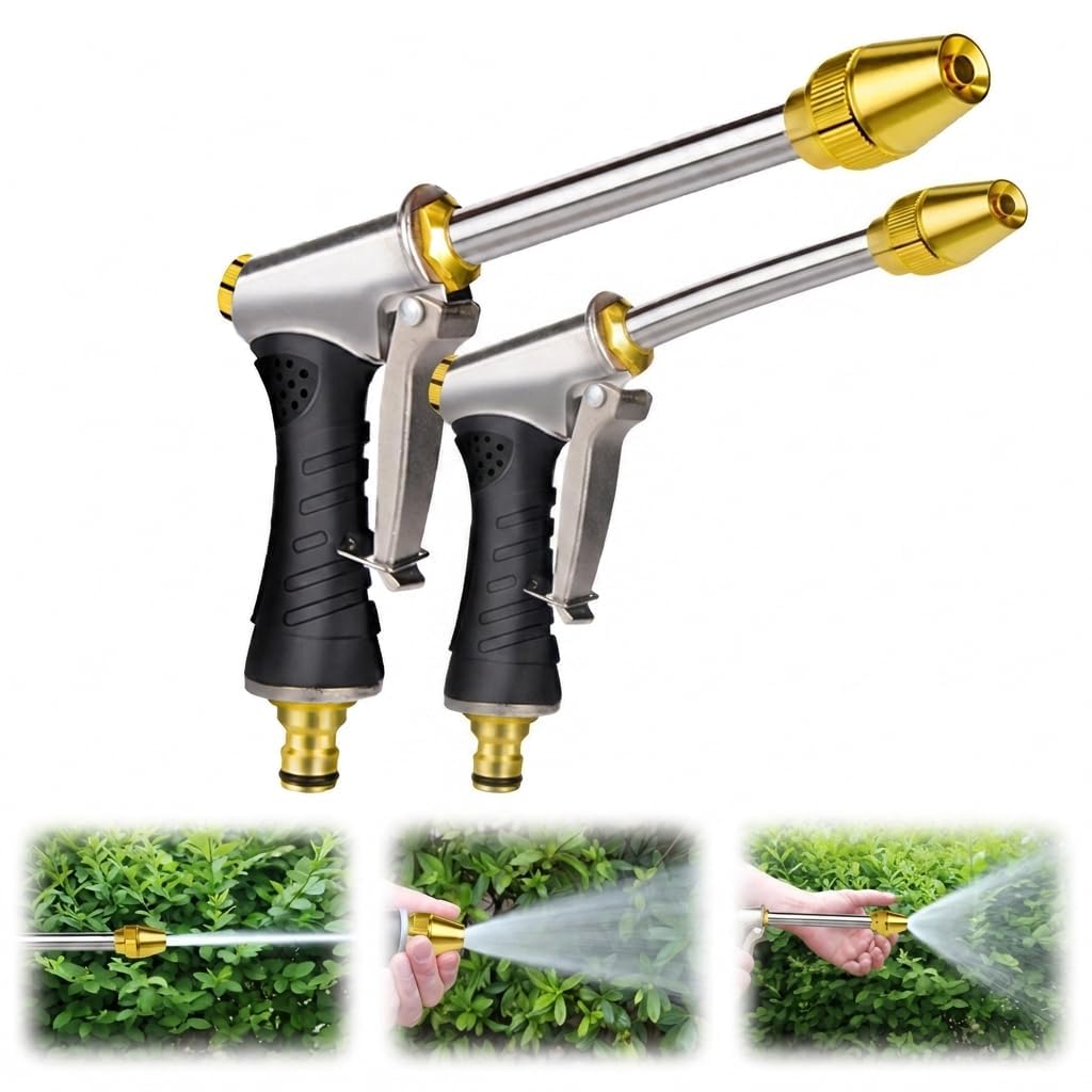 Pistola ad alta pressione per tubo da giardino, pistola ad alta pressione, ugello ad alta pressione, ugello regolabile, tubo estensibile, per lavaggio auto, giardino e terrazza, 3 modalità di spruzzo