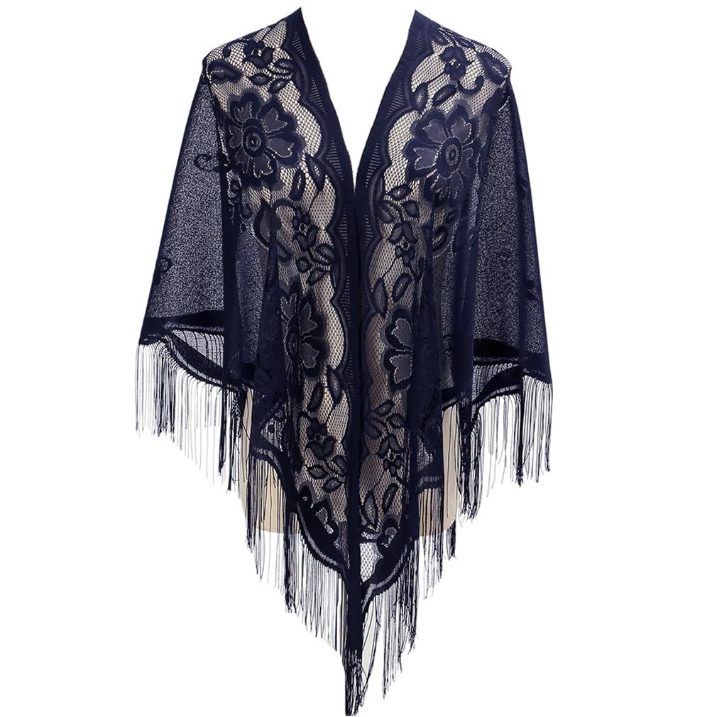 LMVERNAShawl Wraps for Women New Nylon Hollow Solid Color Breathable Tassel Triangle Scarf Shawl