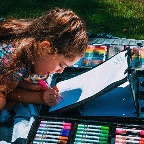 Art 101 Usa Budding Artist 154 Pc Junior Artist Trifold Easel Set, Includes Markers, Crayons, Oil Pastels, Watercolor Paints, And Colored Pencils, Case, Pop Up Easel, Portable Art Studio , White #TOP2