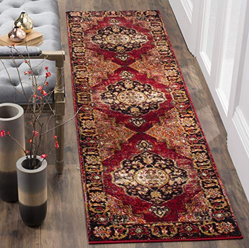 Black Friday Clearance SAFAVIEH Vintage Hamadan Collection VTH219A Oriental Traditional Persian Non-Shedding Living Room Bedroom Runner, 2'3" x 18' , Red / Multi