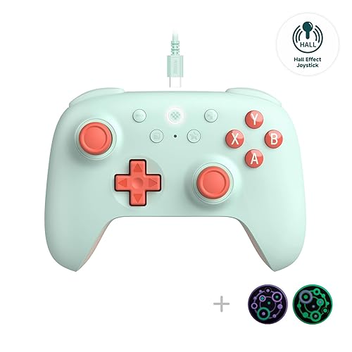 8Bitdo Ultimate 2C Hall Effect Joysticks and Hall Triggers Wired Controller for Windows PC and Android, with Remappable L4/R4 Bumpers, Turbo function & Rumble vibration (Mint) - Ultimate 2C - Mint