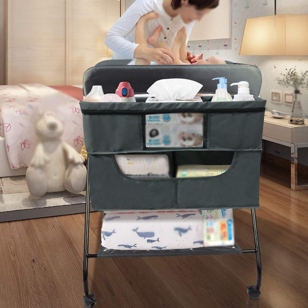 MObyat Cambiador de Pañale,Mesa para pañales Organizador de pañales a Prueba de Agua Bolsa de Almacenamiento para Cama Junto a la Cama para recién Nacidos Soporte para contenedor de Ropa para Cuna