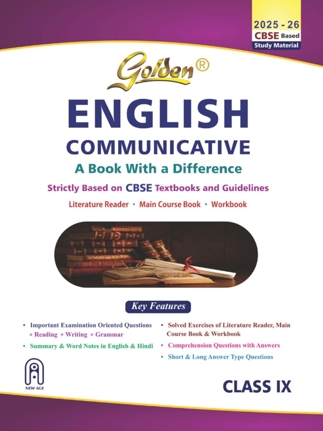 Golden Class 9 English Communicative: Based on New CBSE Textbooks For CBSE 2026 Board Exams, includes Objective Type Question Bank Reference Book