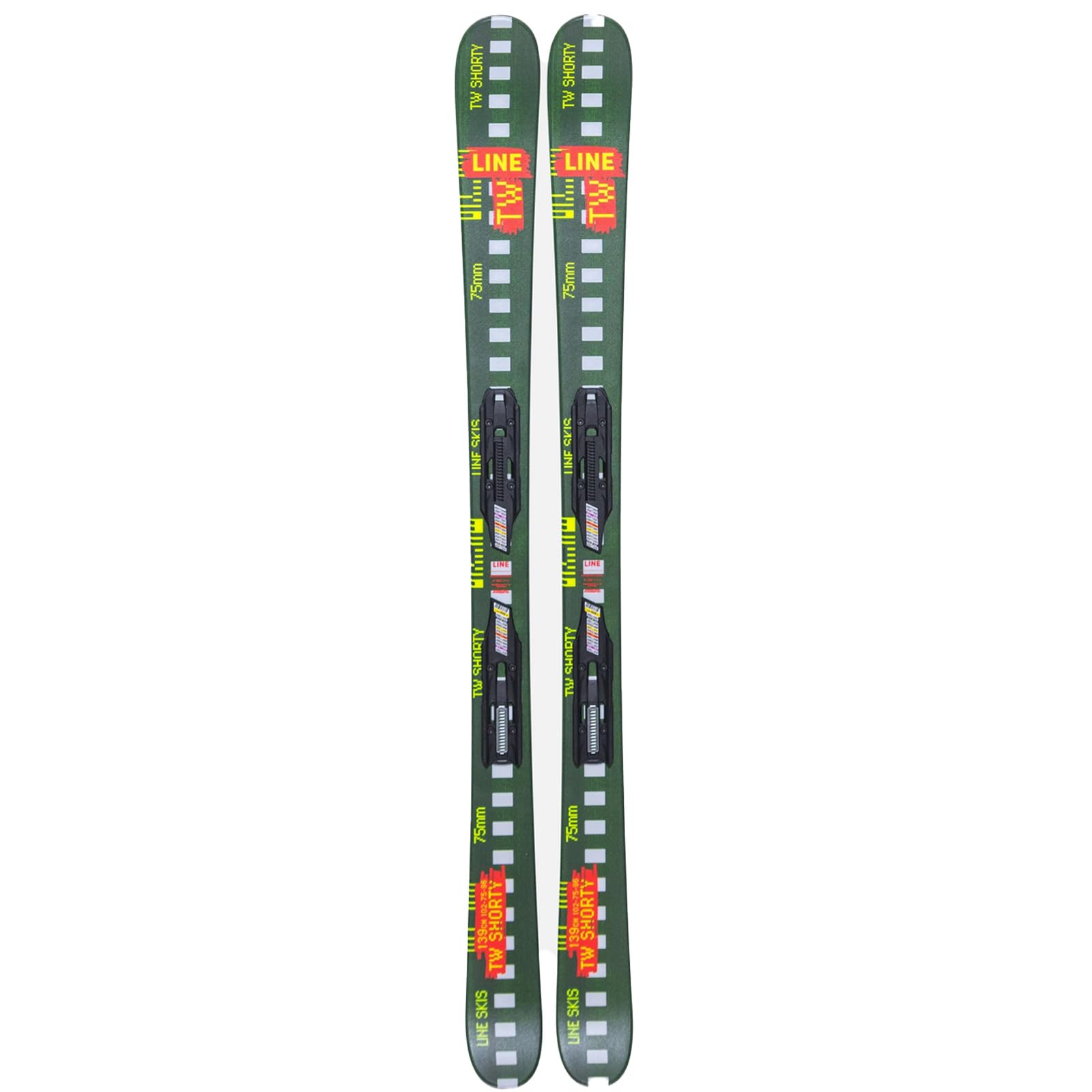 LINE Junior Wallisch Shorty Skis | Lightweight Durable Freestyle Skis with Easy Mounting, 5CUT Geometry, Symmetric Flex & 4D Fibercap Construction | FDT 7.0 JR Bindings Included