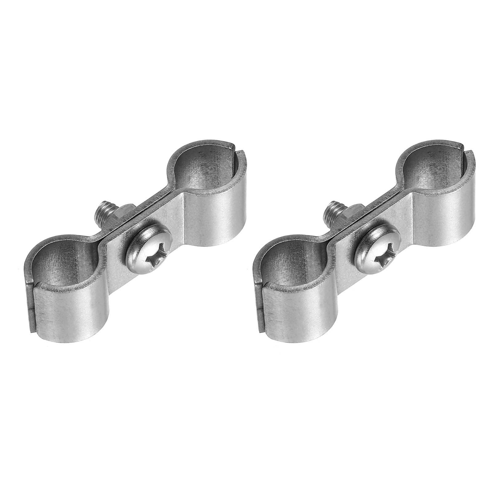 sourcing map 2pcs Chain Link Fence Panel Clamps, Dog Kennel Clamps for 9/16"(14mm) Round Pipe Frame, 304 Stainless Steel Fence Connector Temporary Dog Cage Hardware Parts with Bolts and Nuts