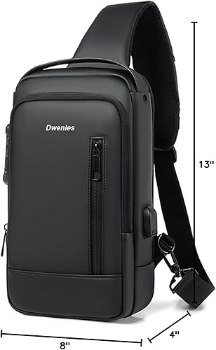 Miniatura 7 de Bandoleras pequeñas para hombre, mochila antirrobo, impermeable, ligera, con una correa, Negro, Pequeño, Mochilas Daypack