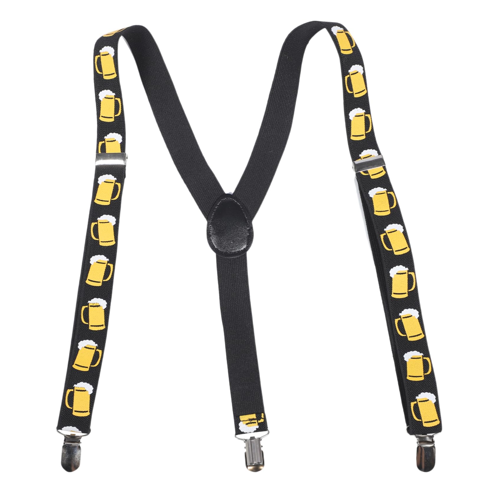 Didiseaon Men's Adjustable Elastic Suspenders Y Back Beer Print Braces Clip Design for Jeans and Shorts Comfortable and Secure Fit for Casual and Party Wear