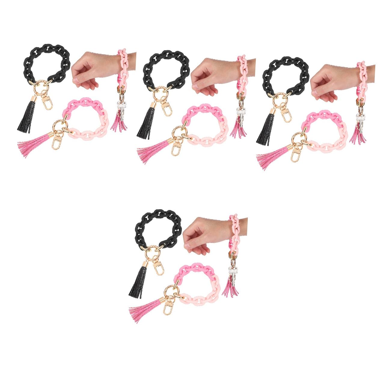 SOIMISS Damen Schlüsselanhänger Schlüsselring Mit Kette Schlüsselringe Mit Kette Perlenarmbänder Bausatz Klobige Kettenarmband-schlüsselanhänger Schlüsselbundarmbänder Acryl 2st