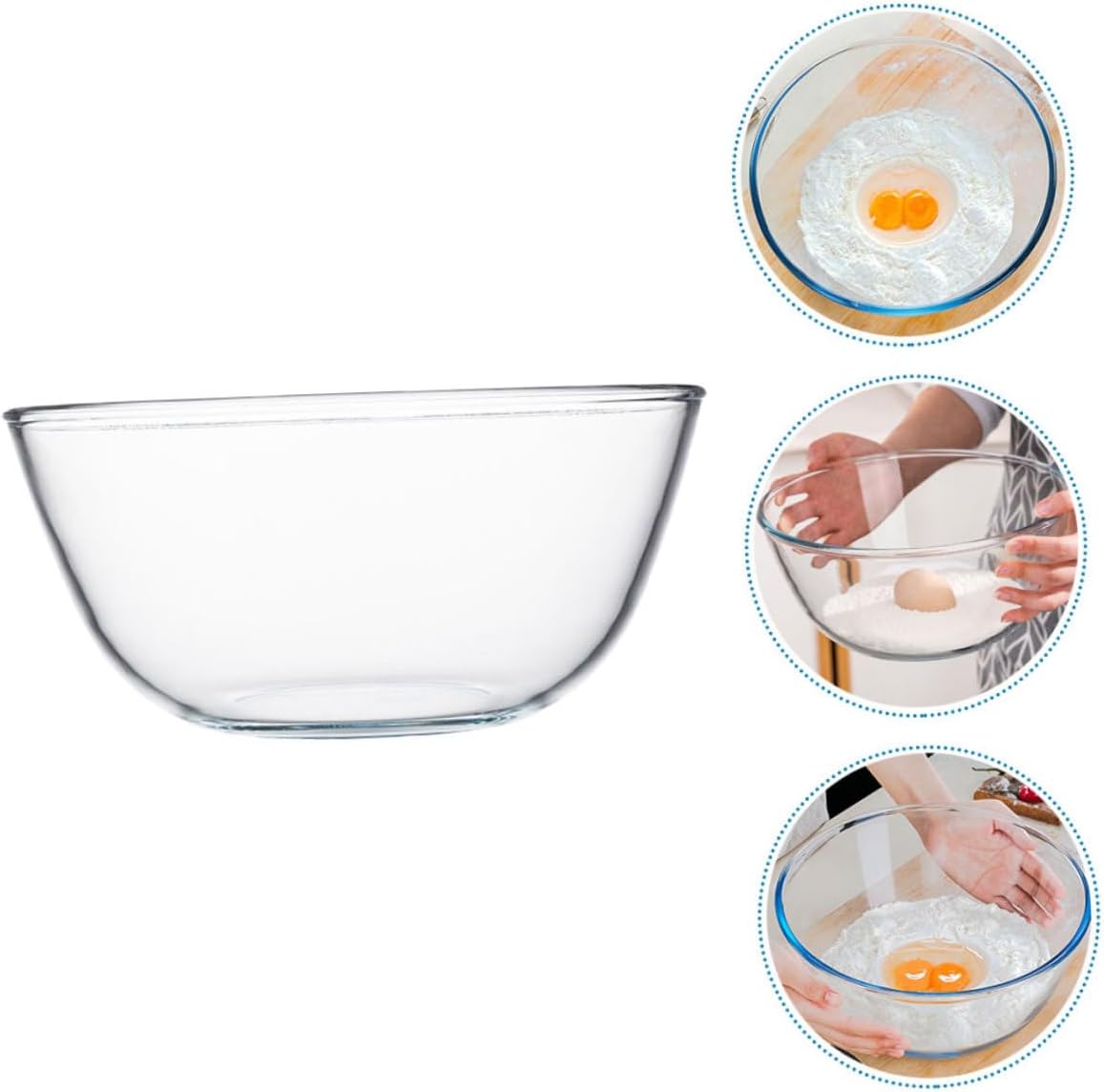 Baking Flour Bowl Glass Mixing Bowl for Beating Salad Preparation and Serving Versatile Capacity for Home Restaurant and Bar Use