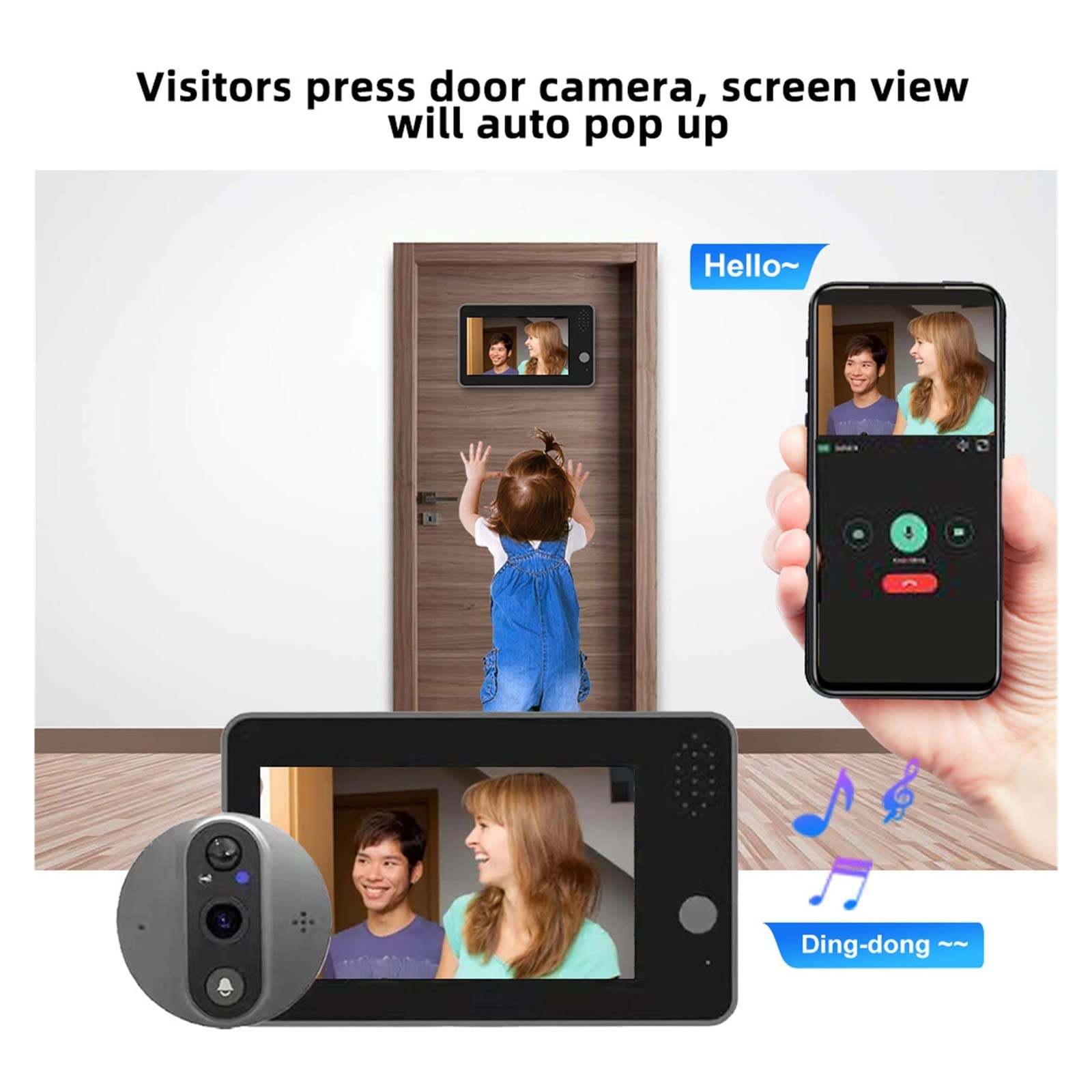 ThikK Tuya Smart 1080P WiFi Door Bell Peephole Camera Viewer Home Security Two-way Audio Night Vision 4.3' FHD Video Doorbell Camera(Alexa Doorbell x32G) : Amazon.co.uk: DIY & Tools