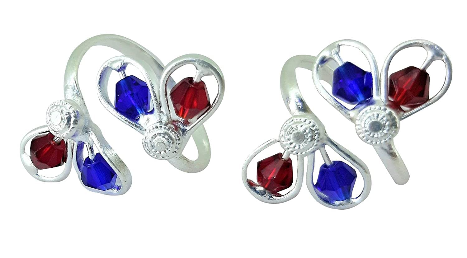 Metal Blue Red Toe Ring for Women (Pack of 2)-image-20