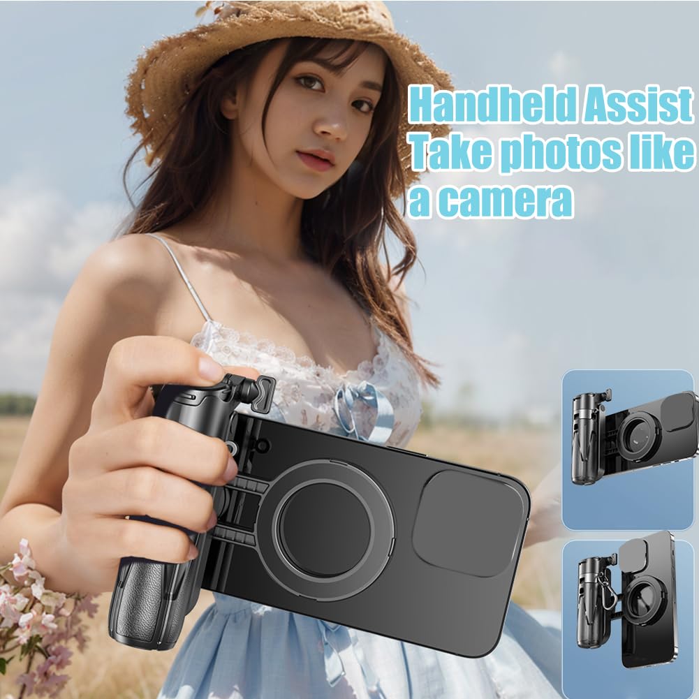 Trípode selfie mejorado 2026, trípode, magnético, mini palo selfie Bluetooth, rotación flexible de 360°, control remoto desmontable, para vlog, fotografía de paisajes (2 unidades)