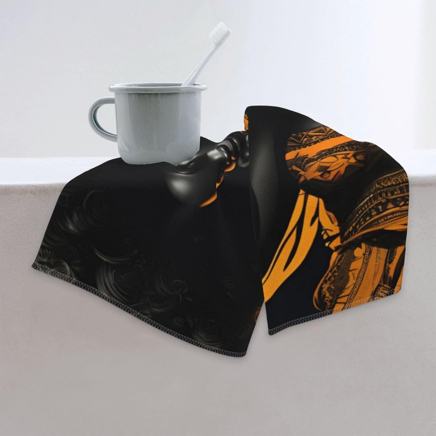 African Retro Print Hand Towels for Kitchen, Decorative Bathroom Towels Decor Farmhouse Cute for Men Women Gifts