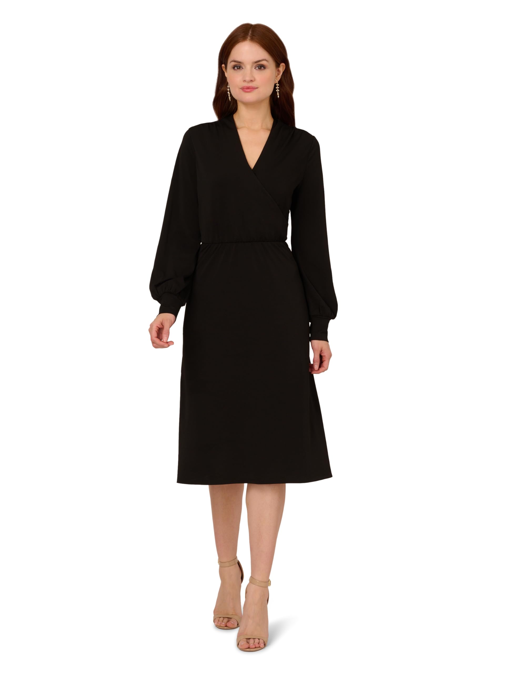 Women's Long Sleeve Wrap Midi Dress