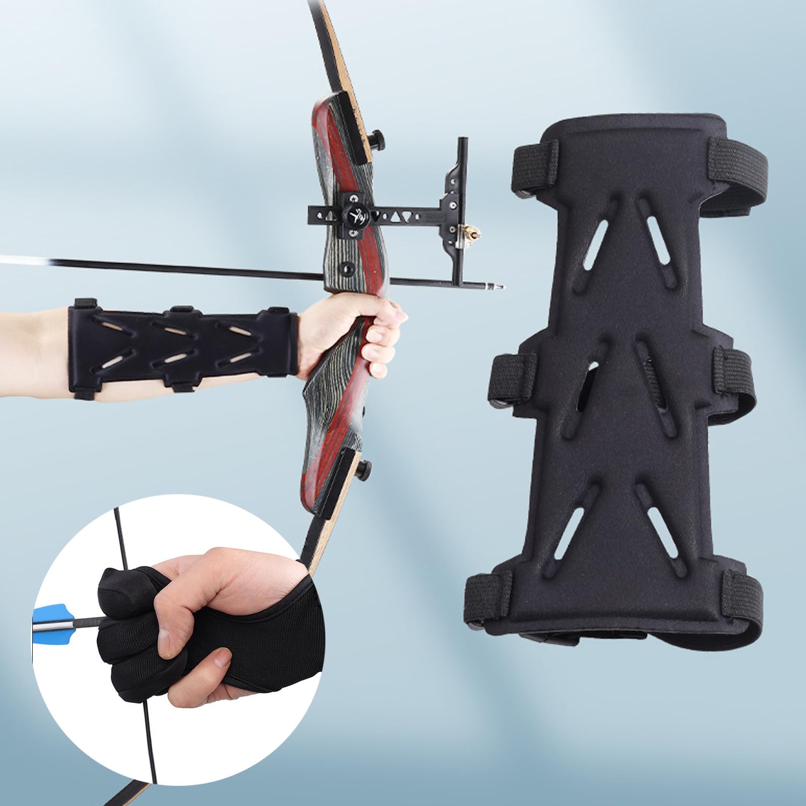 Protège Bras et Gant pour Tir à l'Arc Garde de Bras avec Protection de Doigts pour Arc Classique