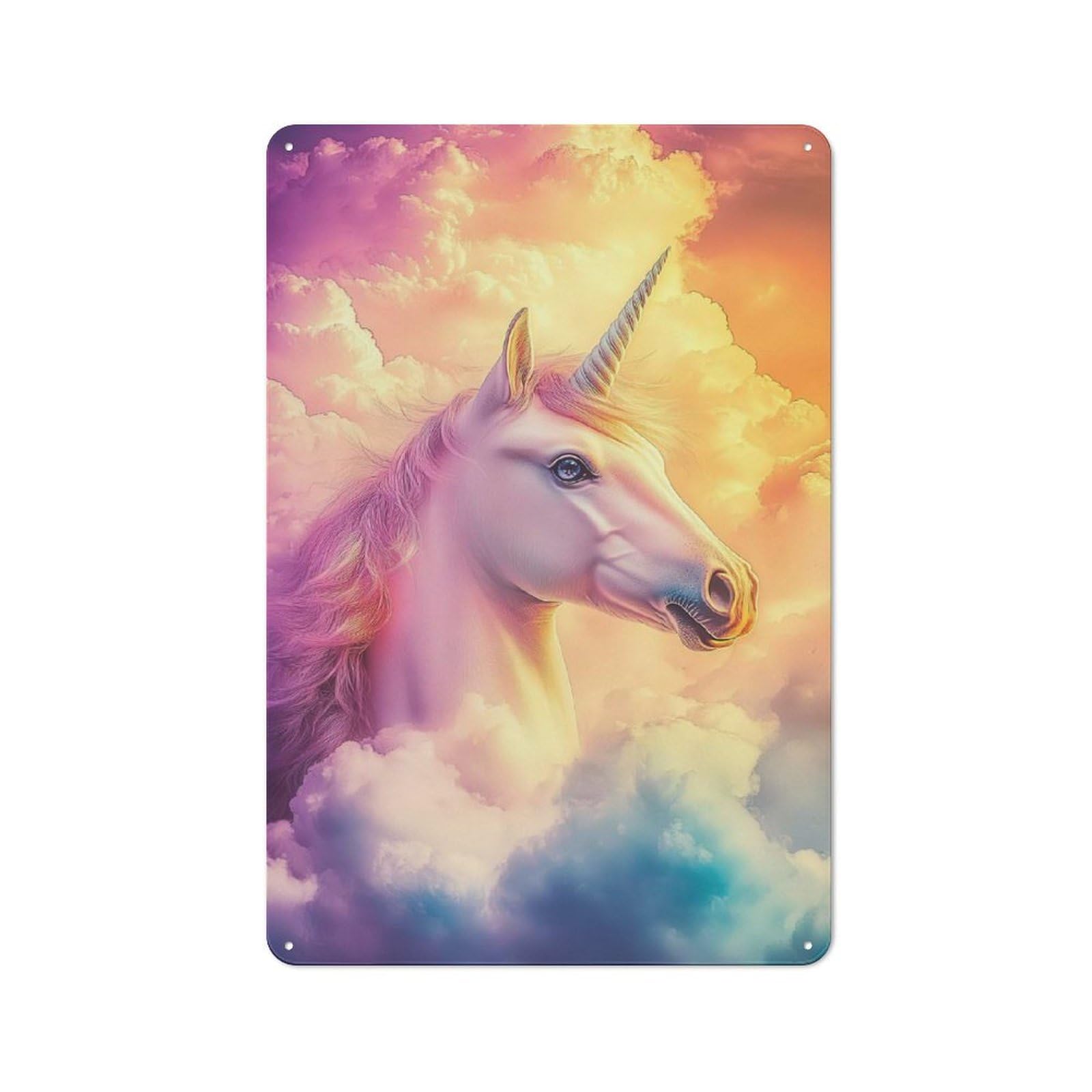 For Hobby Room Or Studio, Rainbow Unicorn Retro-style Tin Sign 30x20cm, for Room Styling Across Hobby Rooms And Studios