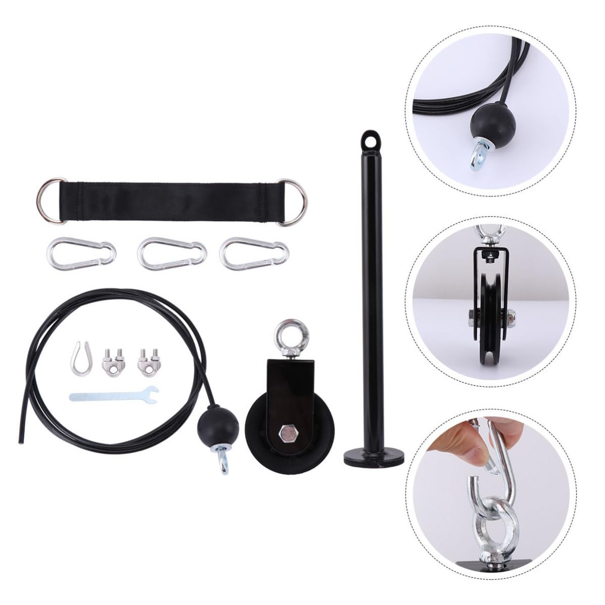 SHINEOFI Juego de Poleas para Gimnasio en Casa de Metal Negro, Equipo Resistente para Entrenamiento de Fuerza y Ejercicio Integral, Kit Portátil para Fitness