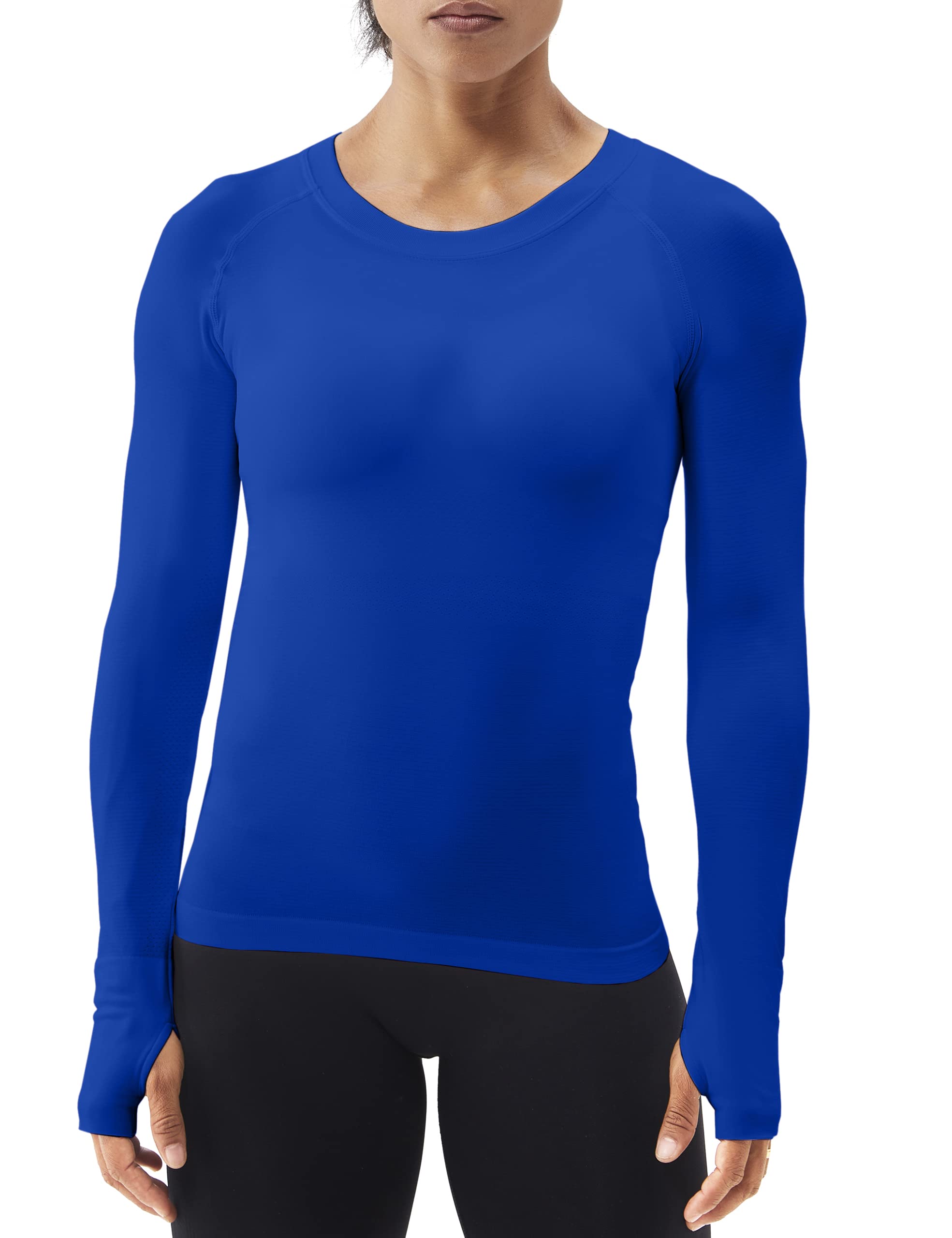 ANNVA U.S.A. Long Sleeve Workout Shirts for Women Swiftly Tech,Athletic Yoga Tops Gym Workout Tops Soft & Stretchy Slim Fit(Lakeblue,M)
