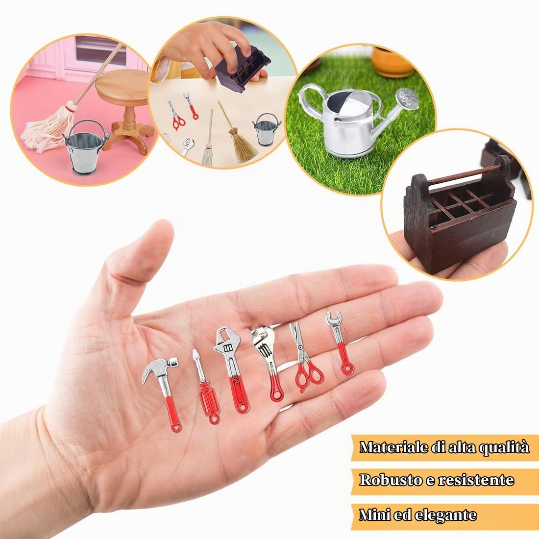 Set di Cassette Degli Attrezzi in Miniatura, 13 Pezzi Accessori Bambole per Gnomi di Natale, Accessori Casa Bambole per la Casa Delle Bambole Decorazione del Giardino in Miniatura