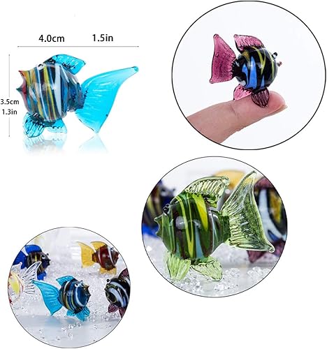 Miniatura 6 de HDCRYSTALGIFTS Juego de 6 figuras de peces de vidrio soplado en miniatura de 1.5 pulgadas, mini peces tropicales, regalo para mujeres, arte hecho a