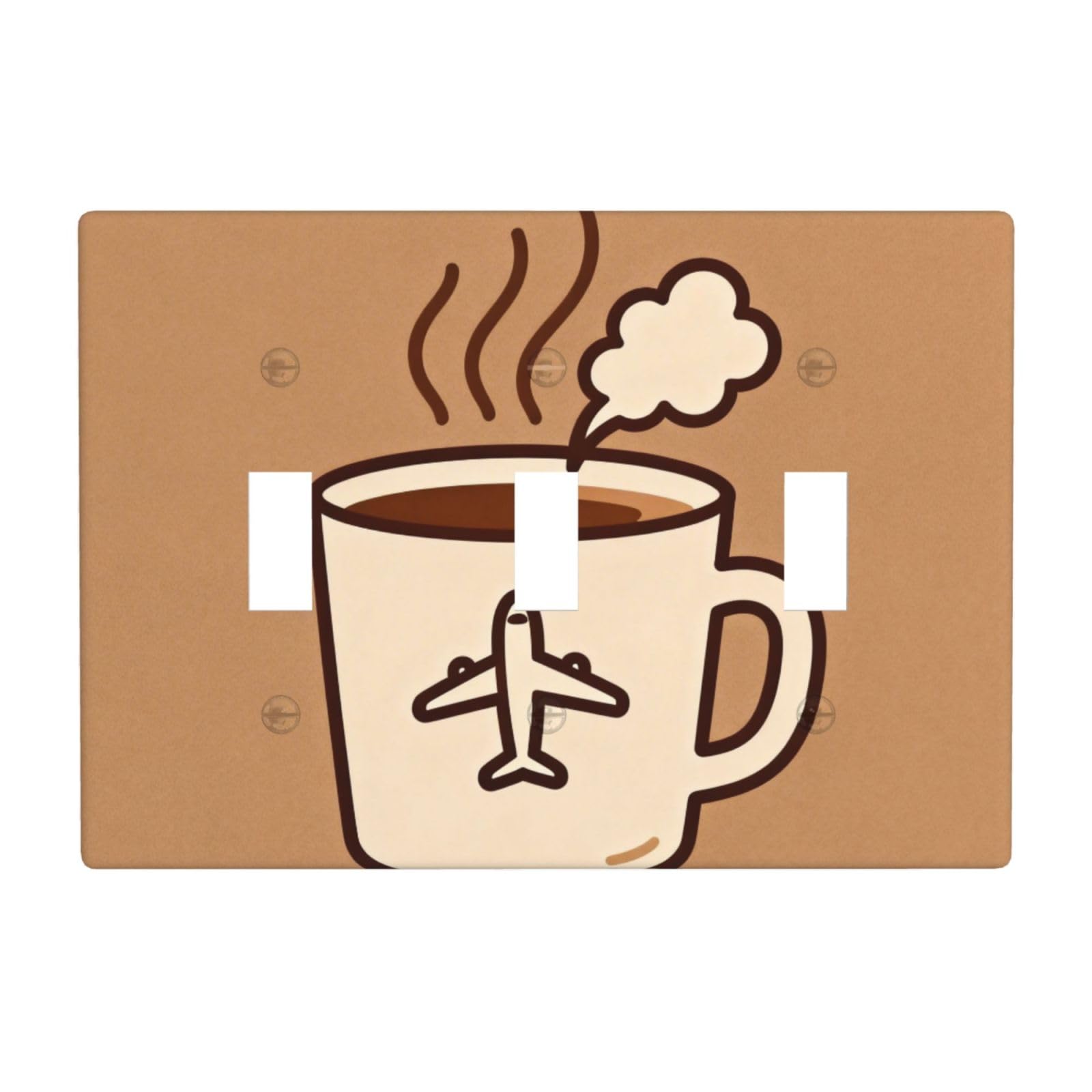 Coffee Travel Mug 3 Gang Switch Plate Cover-Unbreakable Polycarbonate Wall Plate, Heat Resistant Toggle Switch Decor for Home