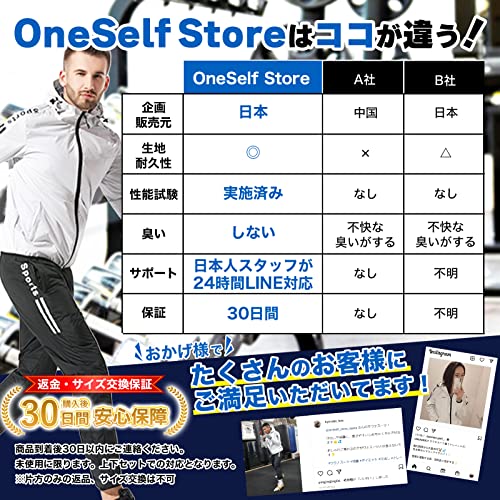 OneSelf Store [世界チャンピオン愛用] サウナスーツ メンズ レディース 国内試験済み 大量発汗 洗濯可 臭わない ウインドブレーカー(ブラック, L) 5枚目
