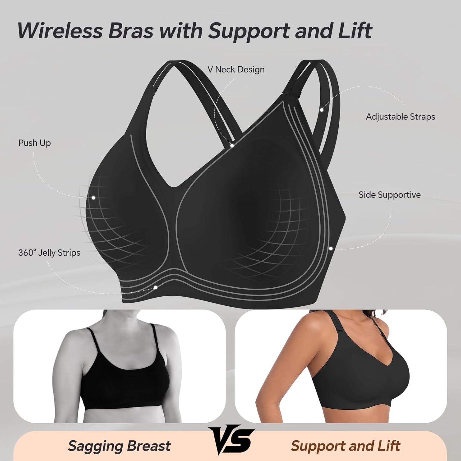 UIMERO Bras for Women No Underwire Supportive Push Up Sports Jelly Bras Comfort Full Coverage Everyday Seamless T Shirt Bras - Image 4