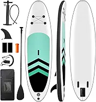 Prancha de Stand Up Paddle Inflável, Prancha de Remo Inflável, Inclui Bomba Manual, Nadadeiras, 320 * 76 * 15 cm, Ideal para Atividades como Surf, Turismo e Corridas, Verde