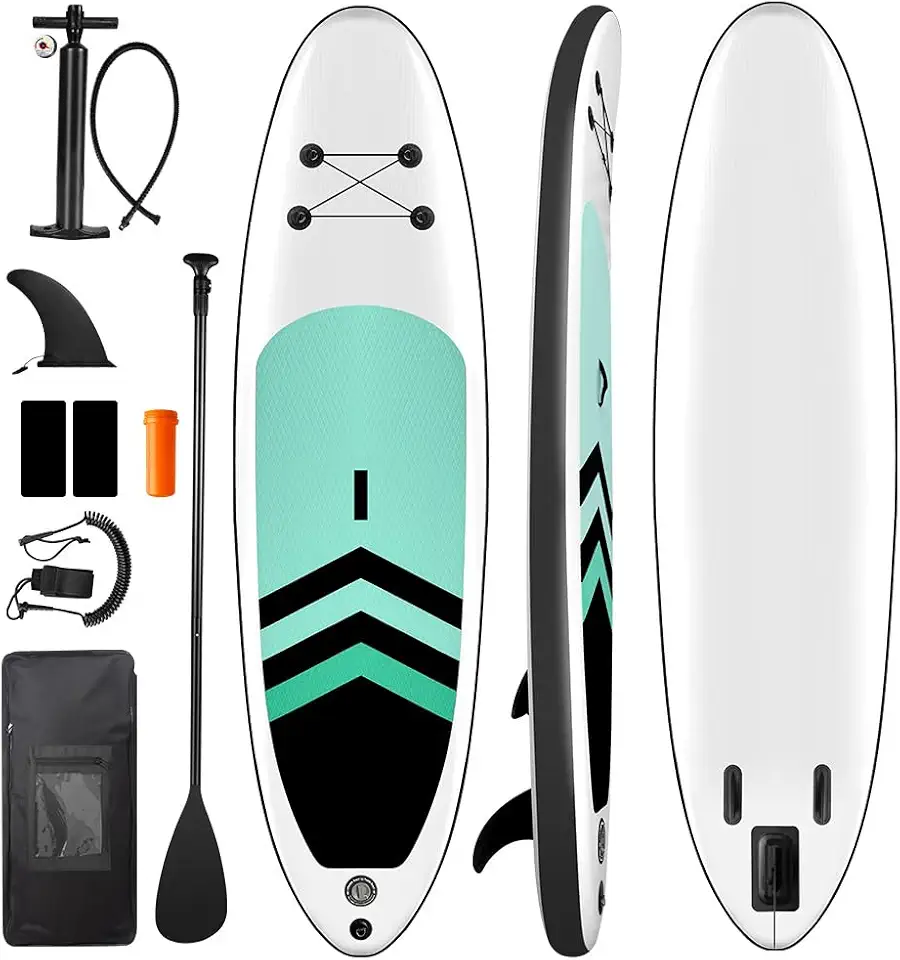 Prancha de Stand Up Paddle Inflável, 320 * 76 * 15 cm, Prancha de Remo Inflável, Inclui Bomba Manual, Nadadeiras, Ideal para Atividades como Surf, Turismo e Corridas