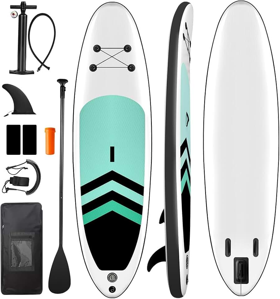 Prancha de Stand Up Paddle Inflável, 320 * 76 * 15 cm, Prancha de Remo Inflável, Inclui Bomba Manual, Nadadeiras, Ideal para Atividades como Surf, Turismo e Corridas