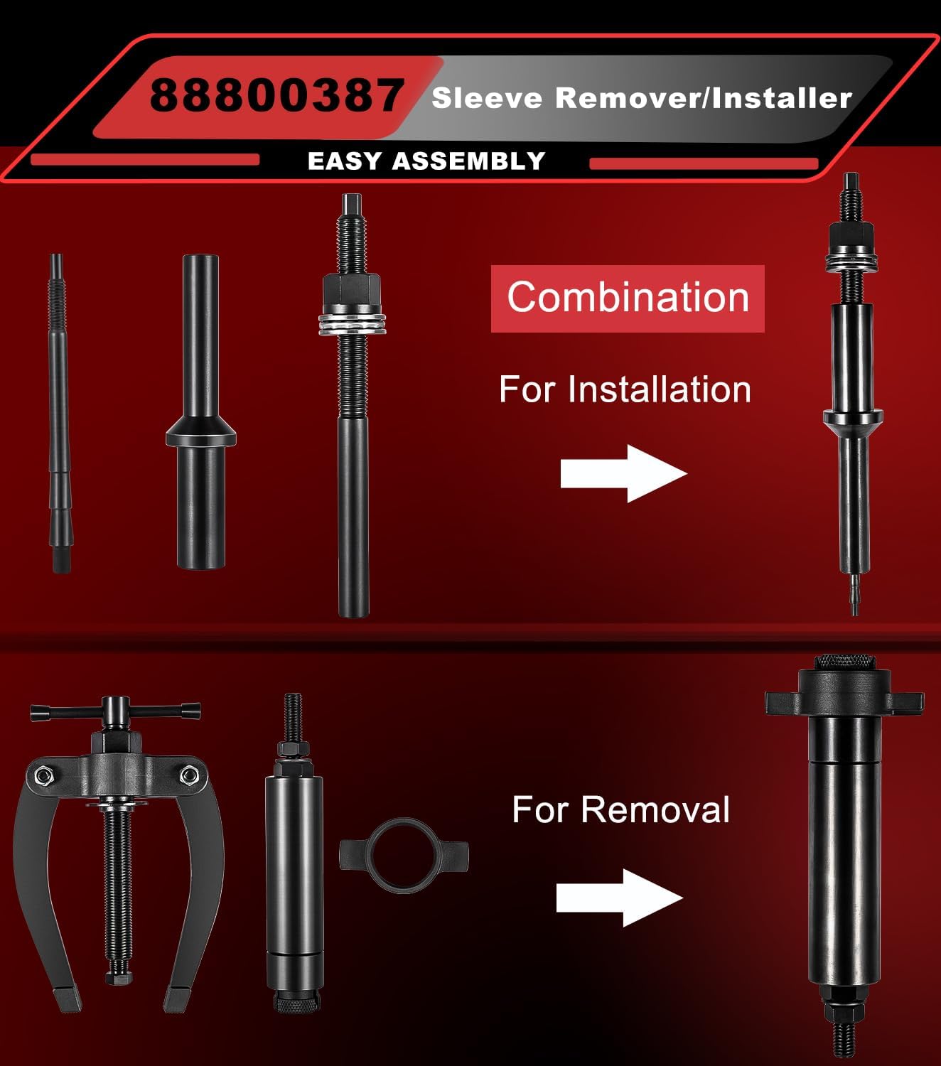 Injector Sleeve Cup Nozzle Tube Remover and Installer Tool Kit Compatible with Volvo D11 D13 D16 FM12, Mack Truck MP7 MP8 MP10 Engines, Replce OEM 9986174 88800387 88800196