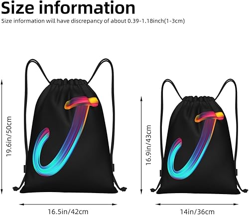 Miniatura 3 de Bolsas con cordón inicial con cordón para deportes, gimnasio, viajes, natación, playa, campamento, arco iris, letra J