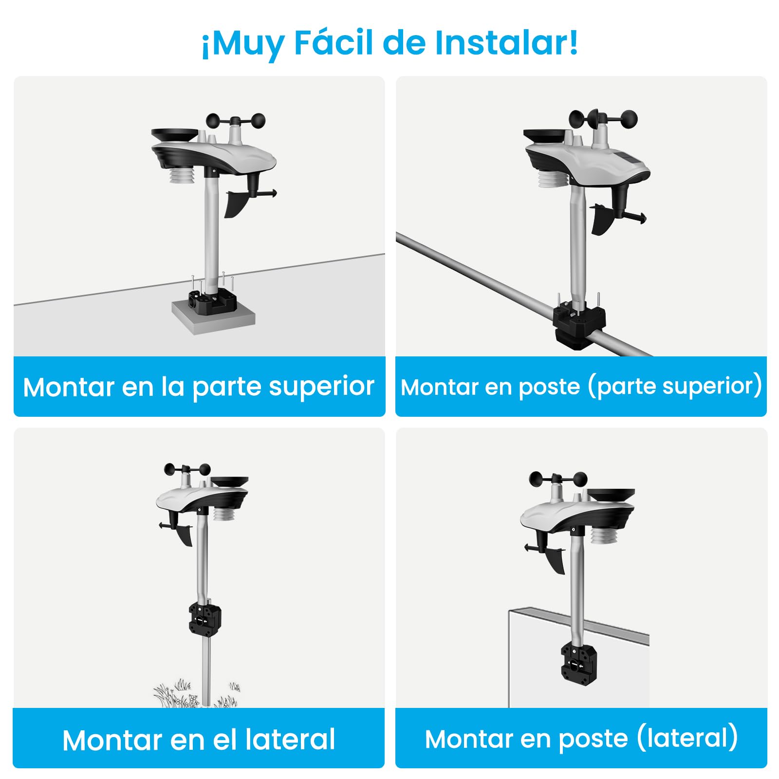 Sainlogic Estación Meteorológica Inteligente Wi-Fi, Pronóstico Meteorológico por IA 24/7 de Weatherseed®, Alertas por Email, Pluviómetro Digital, Almacenamiento de Datos Históricos de 2 Años