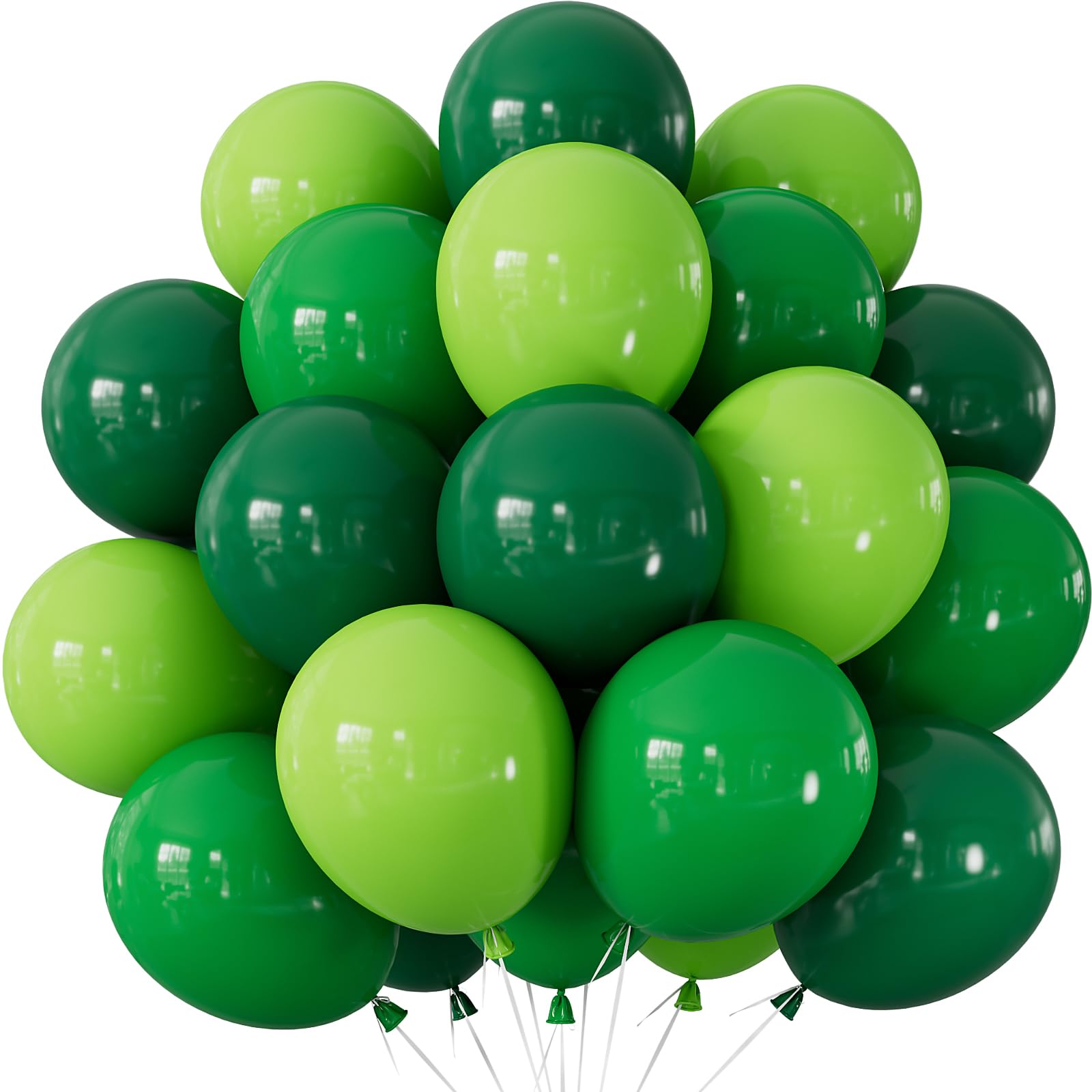 Adeyoo Three Types of Mixed Green Balloons - 12 Inch St Patricks Day Balloons with Ribbons, Strong Thicken Green Decorations for Jungle Safari Birthday Wedding Party Decorations — image 1
