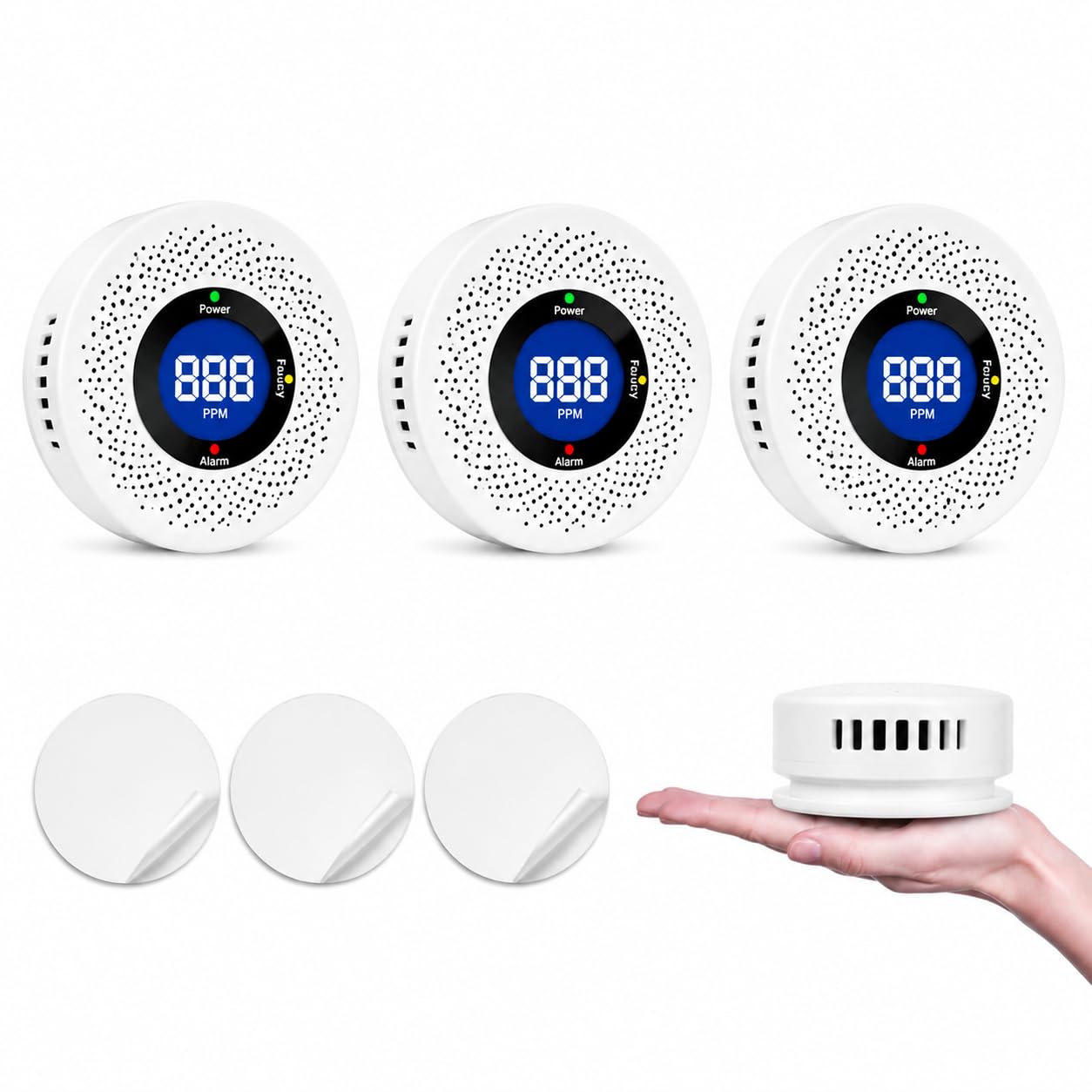 3er-Pack Kohlenmonoxidmelder, CO Melder mit LCD-Anzeige & LED-Warnsignal, 85 dB lauter Alarm, batteriebetriebener Kohlenmonoxidmelder für Zuhause, Wohnmobil und Reisen