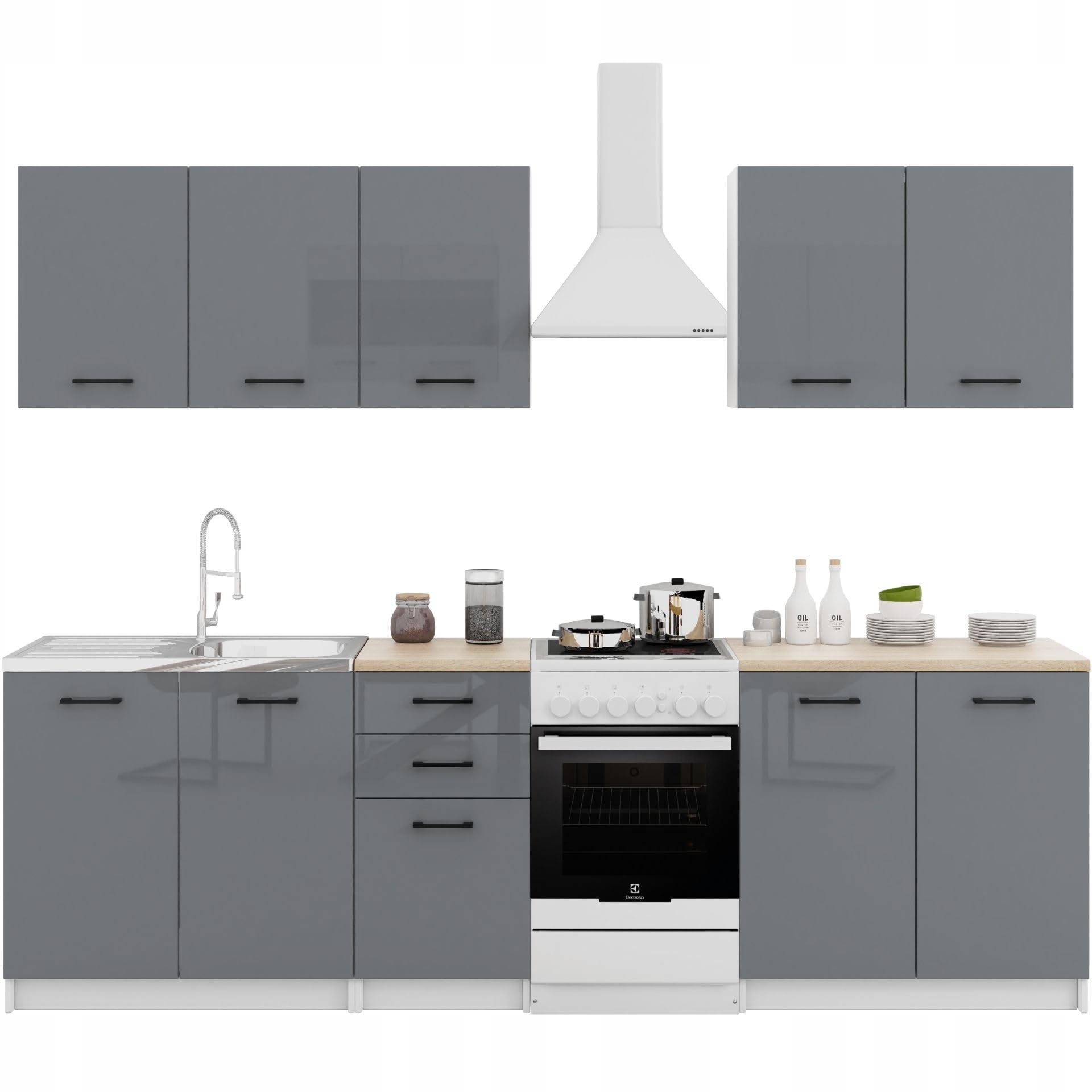Schrank mit Arbeitsplatte 80 cm für die Küche - stehender Unterschrank mit MDF-Fronten und Arbeitsplatte Sonoma-Eiche - mit 2 Türen und 96 mm Griffbohrungen - einfach montierbar