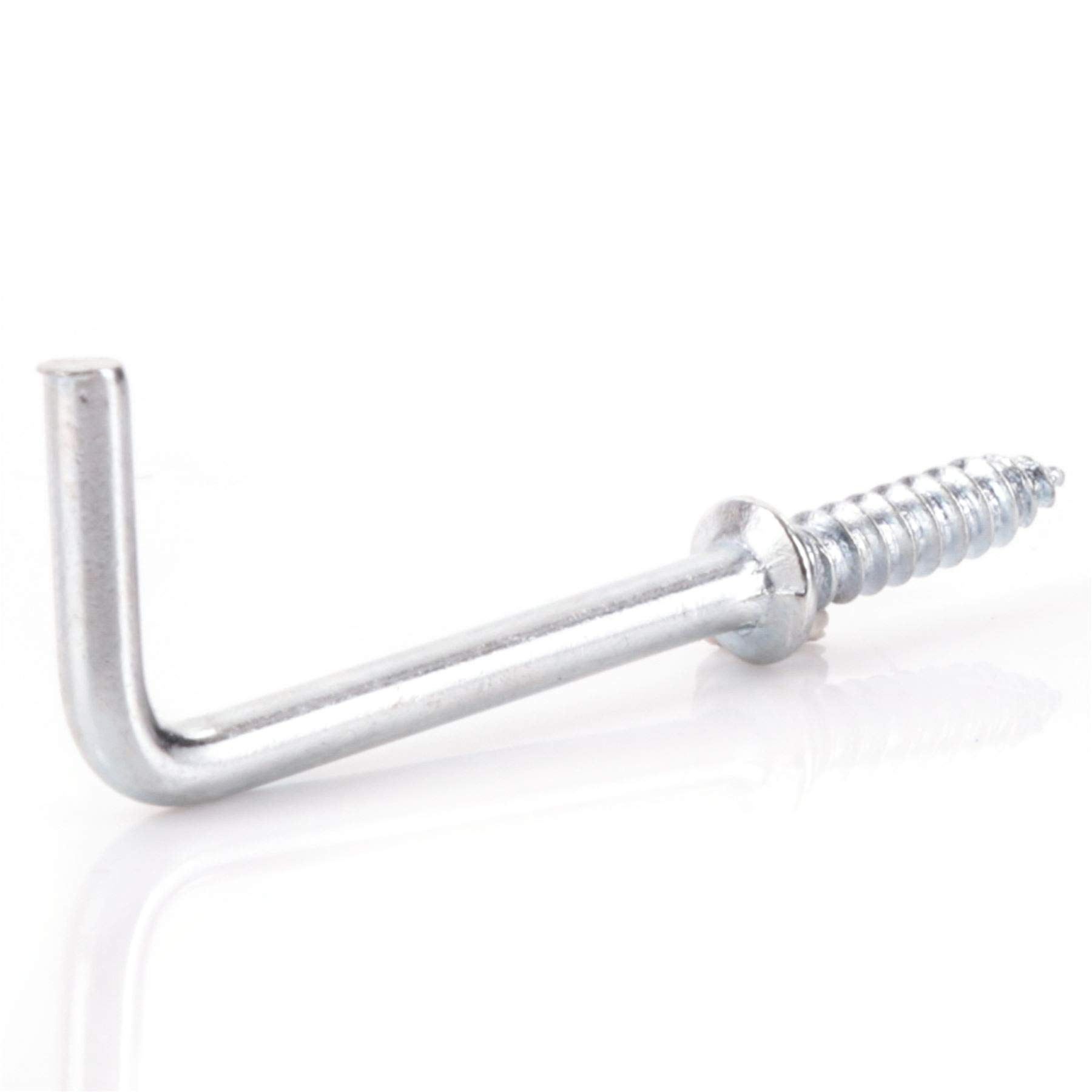 White Hinge Silver 10X Shouldered Dresser Hooks - 30Mm/1.25" Screw In Square L Shape Hooks