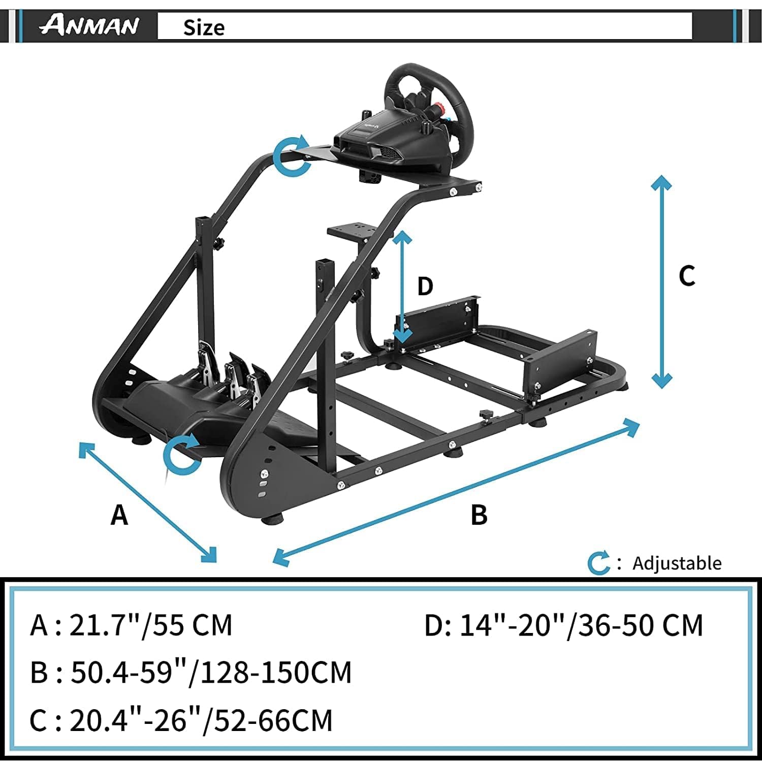 Anman G920 Racing Simulator Cockpit Fit for PC,PS4 Adjustable Racing Wheel Stand for Logitech G25 G27 G29,Fanatec, Thrustmaster T500RS Race Car Seat Wheel Shifter Pedals NOT Included