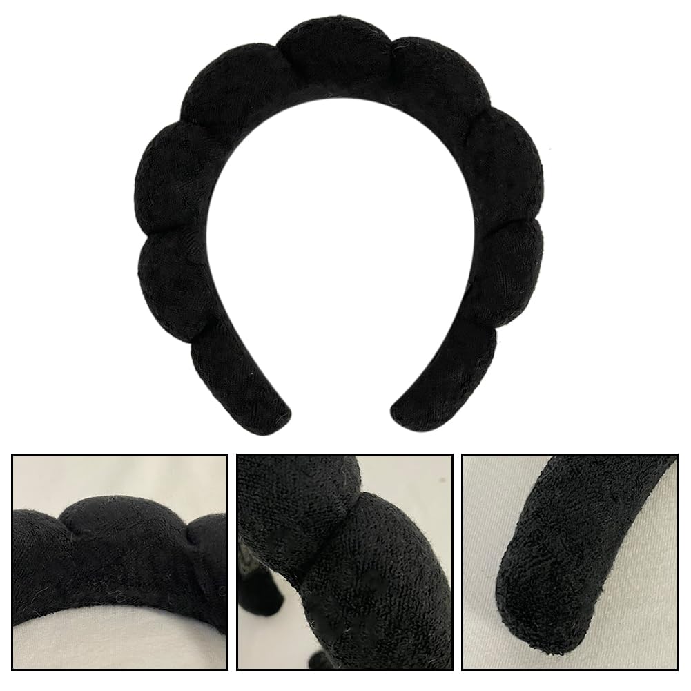 Sponge Headband Sponge Towel Fabric Velvet Fabric for Hair Tie Make Up Make Up Face Washing Make Up Remover Shower Mask Spa 4 Colours One Pack 7.1in*6.6in*1.5in Ladies