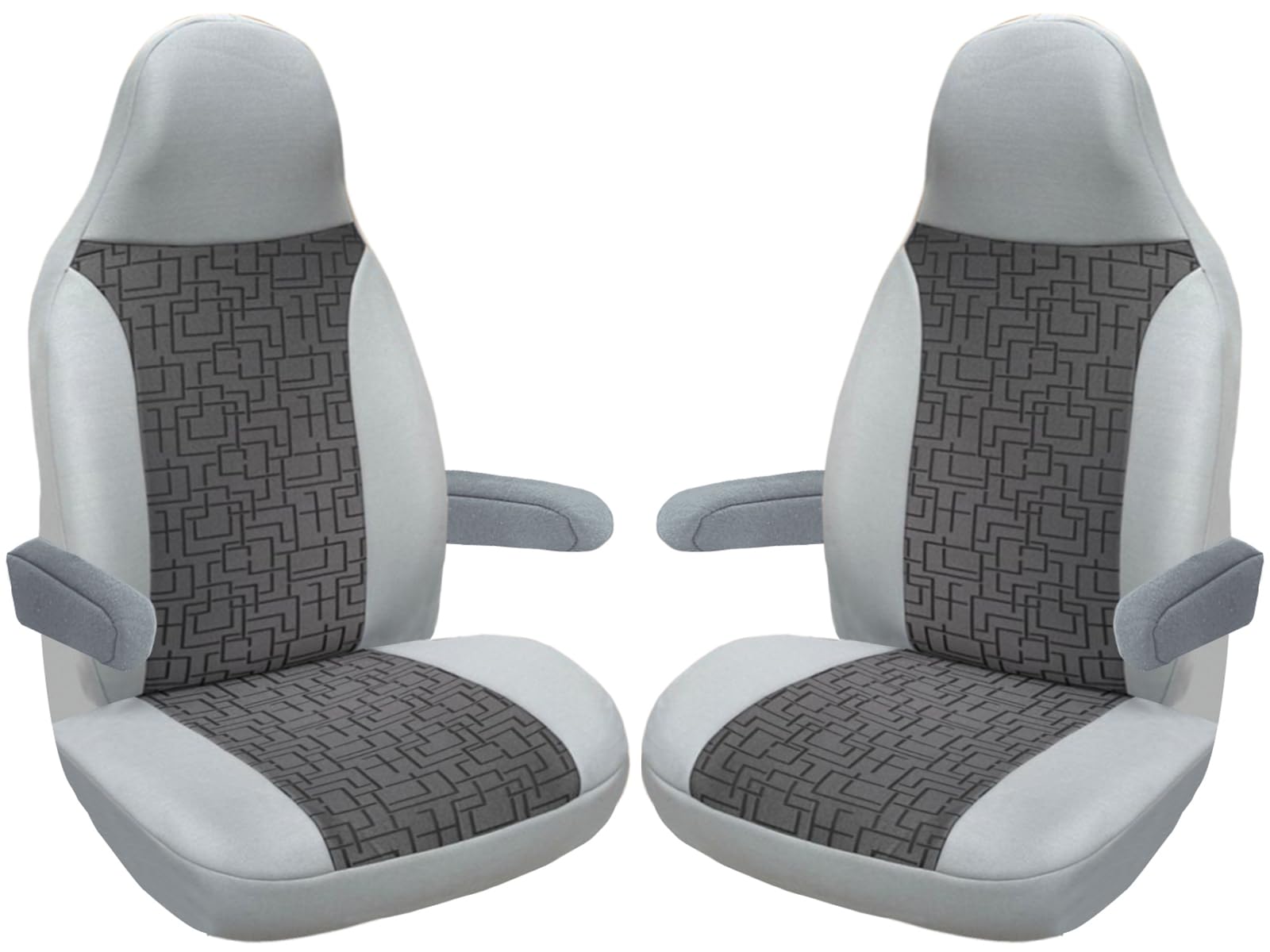 Bremer SITZBEZÜGE Measure - Fundas de Asiento compatibles con autocaravanas, cámper, Ducato, Conductor y Pasajero, 823, Color Gris