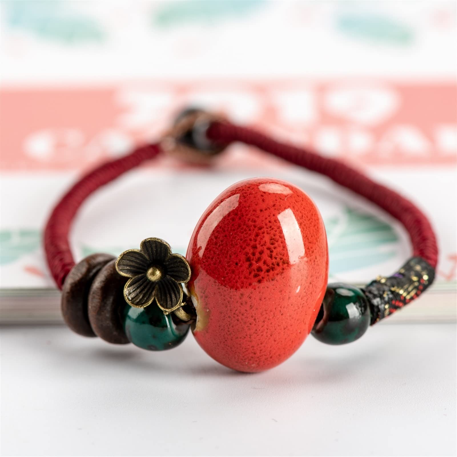 Brazaletes de cerámica Boho de la Suerte para mujeres con cuentas estilo HY371