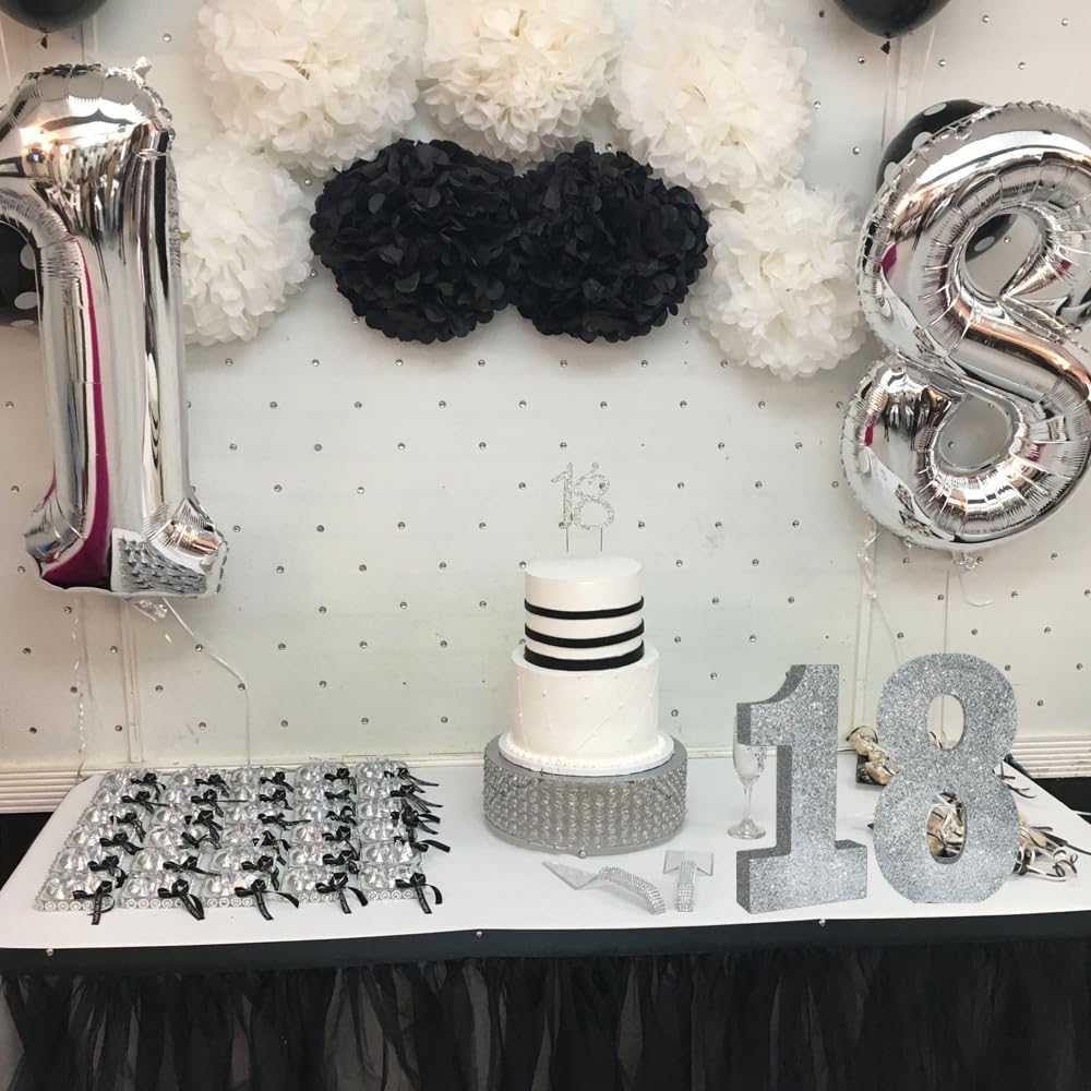 TONIFUL Silver Glitter Number 1 Centerpiece - 7.8 Inch Tall Party Decoration For Birthdays & Celebrations